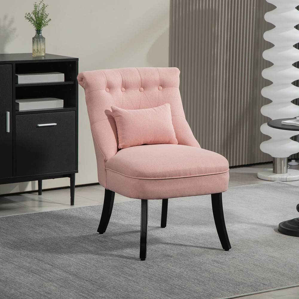 HOMCOM Pink Upholstered Fabric Tub Chair Image 4