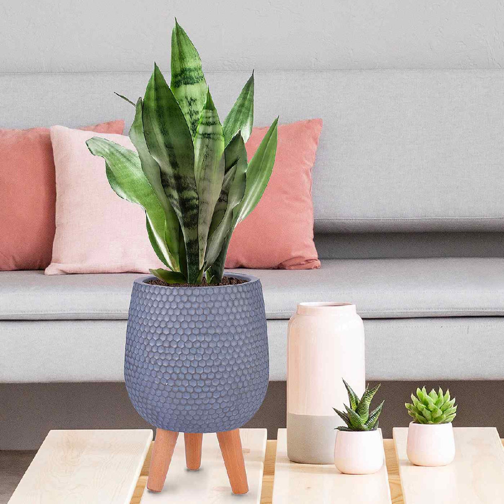 wilko Honeycomb Grey Round Indoor Planter on Legs 34cm Image 5