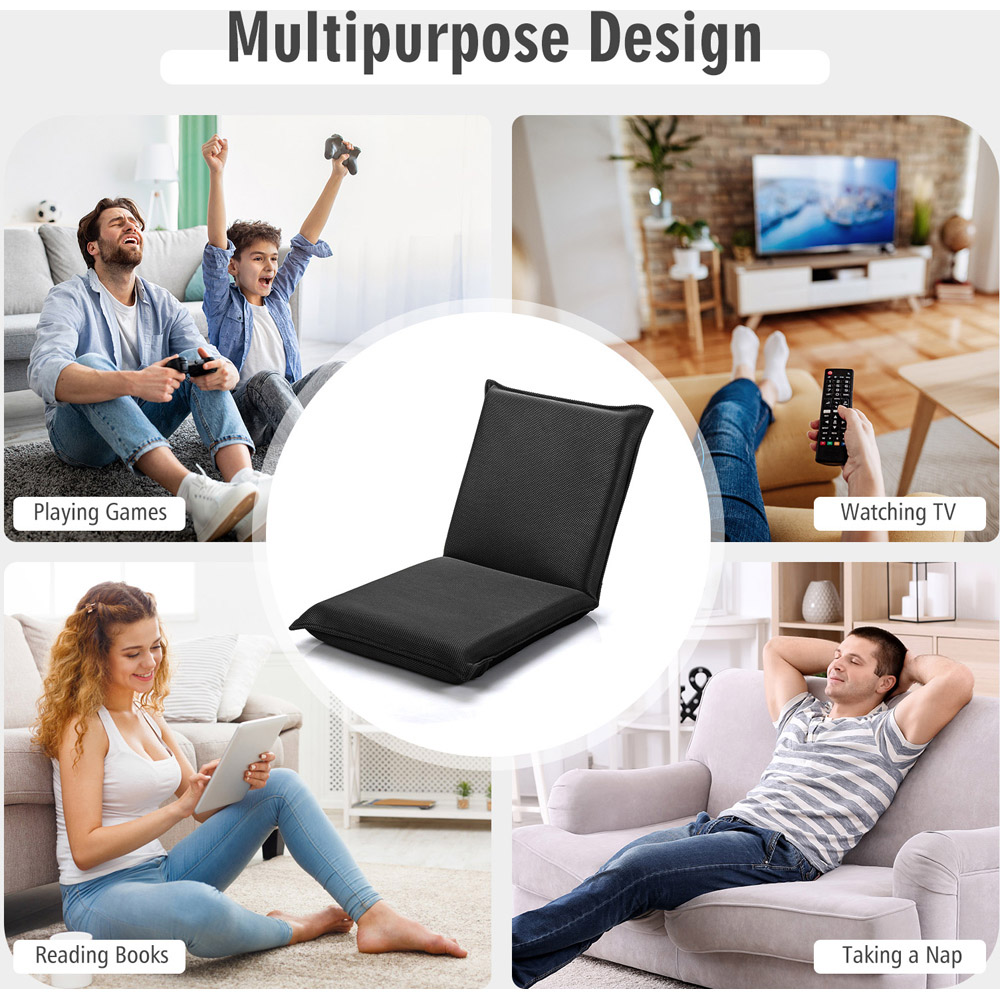 Costway Black Reclining Folding Floor Chair Image 5