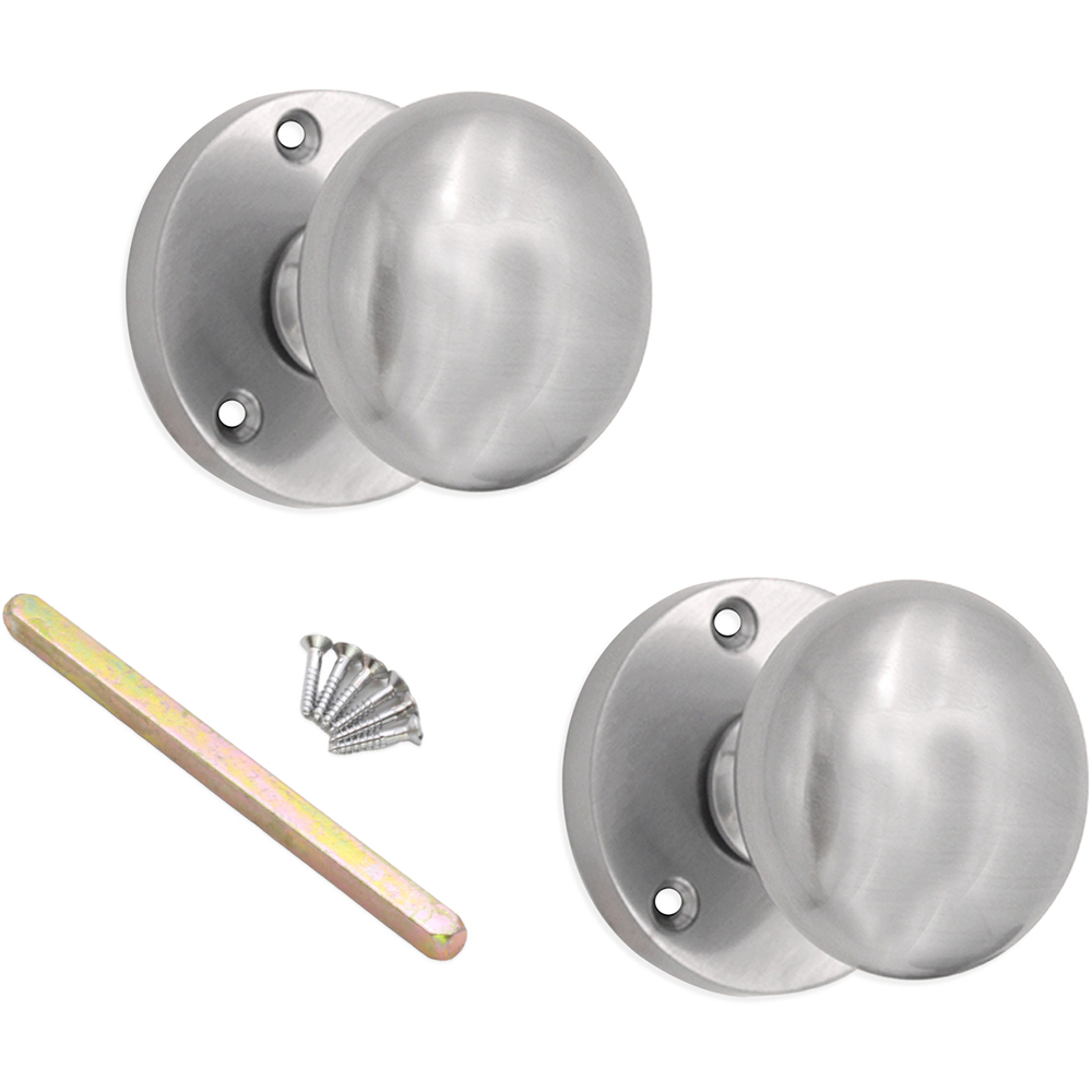 Spira Brass Satin Chrome Victorian Mortice Door Knob 2 Pack Image 4