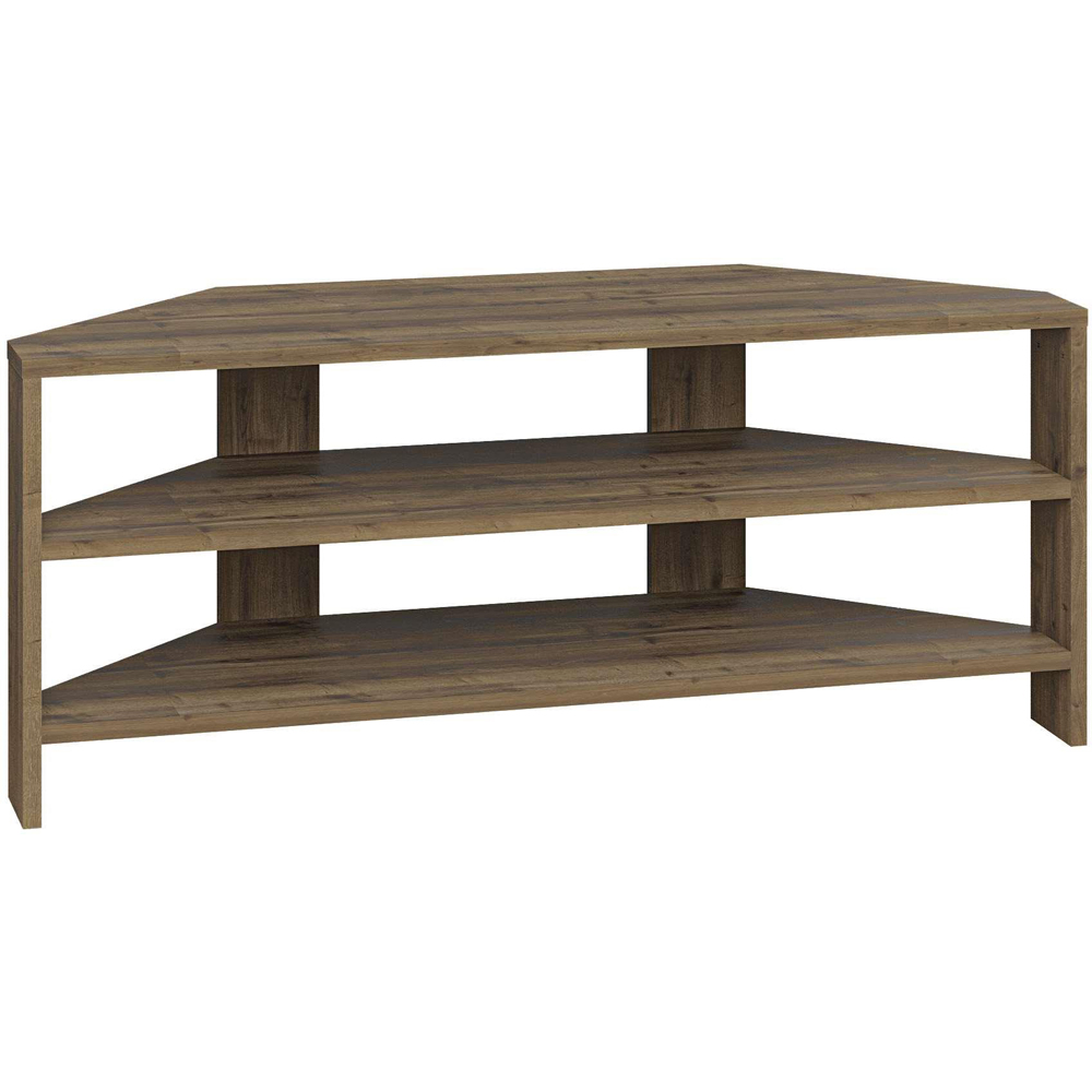 Decortie Thales 2 Shelf Dark Oak Effect Corner Modern TV Unit Image 2