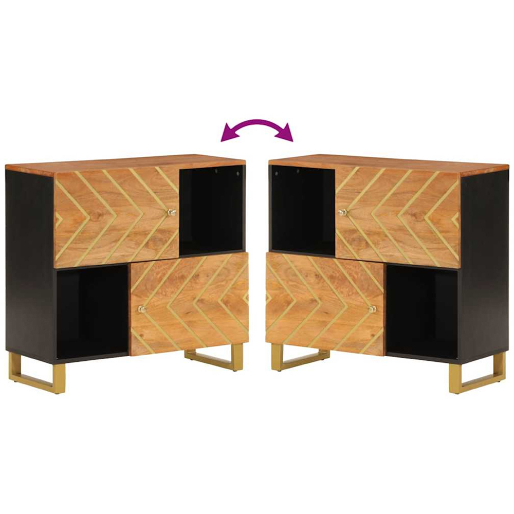 vidaXL 2 Door Brown and Black Solid Mango Wood Sideboard Image 7