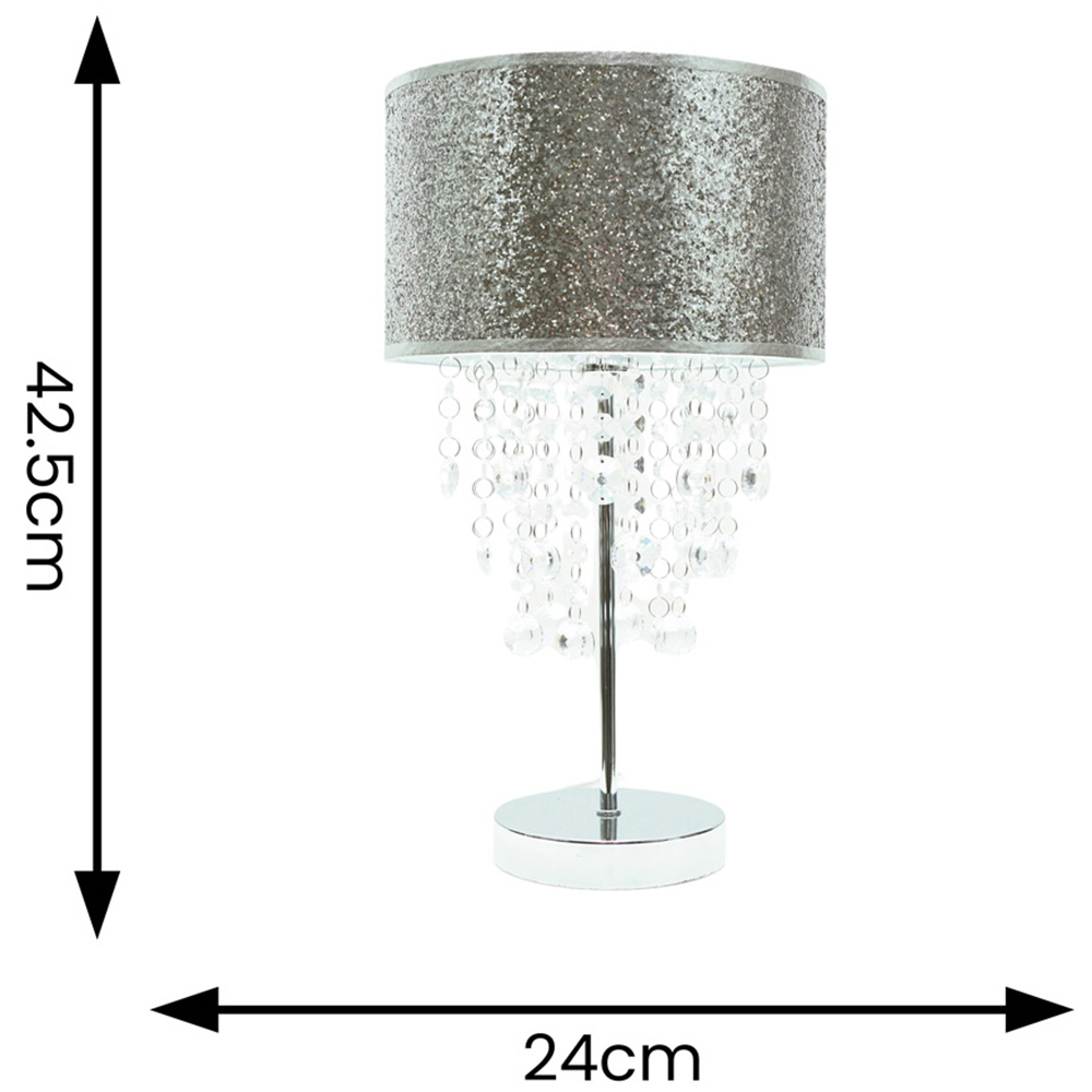 ValueLights Bonita Silver Glitter Droplet Shade LED Table Lamp Image 5