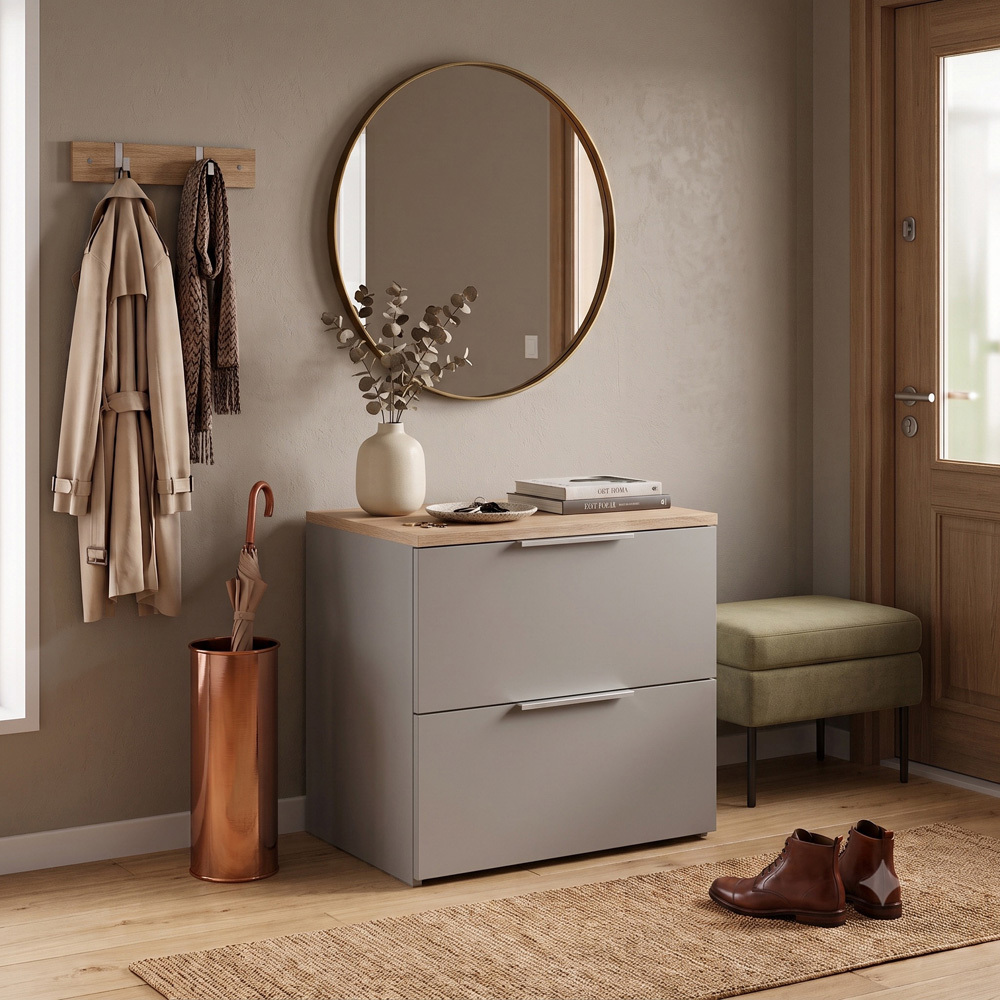Shefa Line MODU 60 2 Drawer Grey and Sonoma Oak Chest of Drawers Image 4