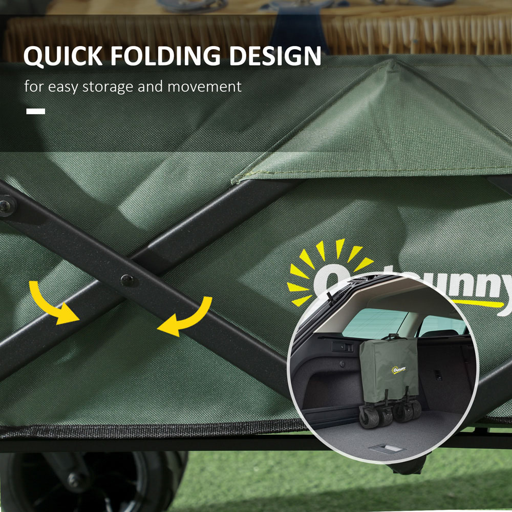 Outsunny Green Folding Beach Trolley Cart Image 4