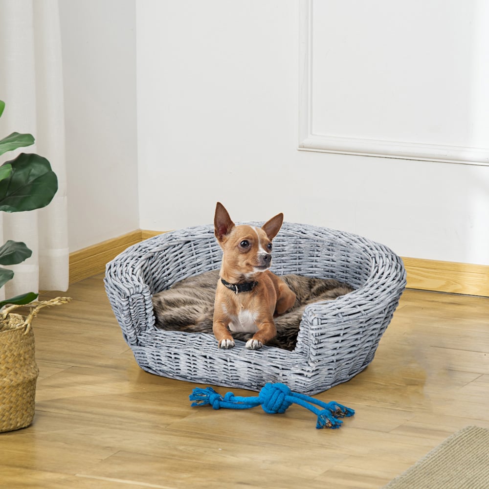 PawHut Elevated Basket Sofa Rattan Pet Bed Wilko