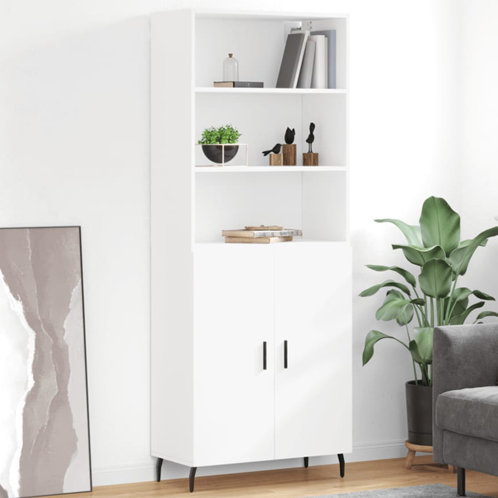 vidaXL 2 Door 3 Open Shelf White Highboard Image 1