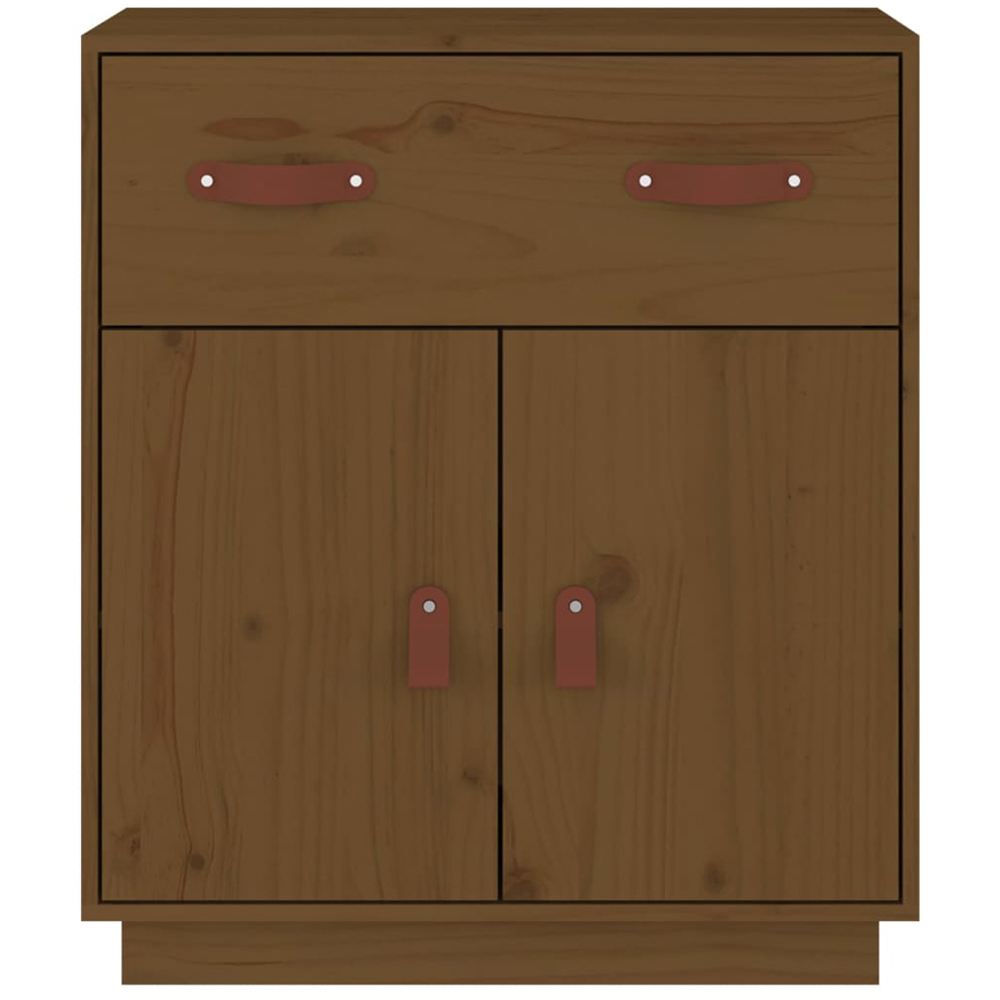 vidaXL 2 Door Single Drawer Honey Brown Pine Wood Sideboard Image 3