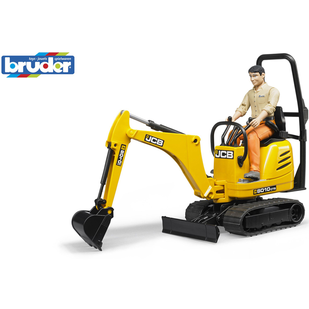 Bruder Kids bworld 8010 CTS JCB Micro Excavator and Construction Worker Playset Model Image 4