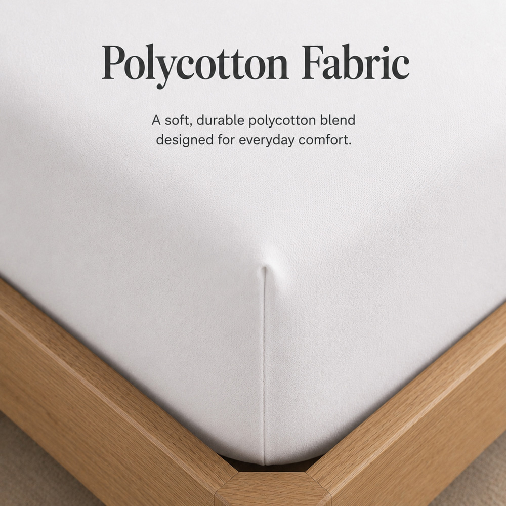 MHG Living Double White 30cm Deep Pocket Fully Elasticated Fitted Sheet Image 5