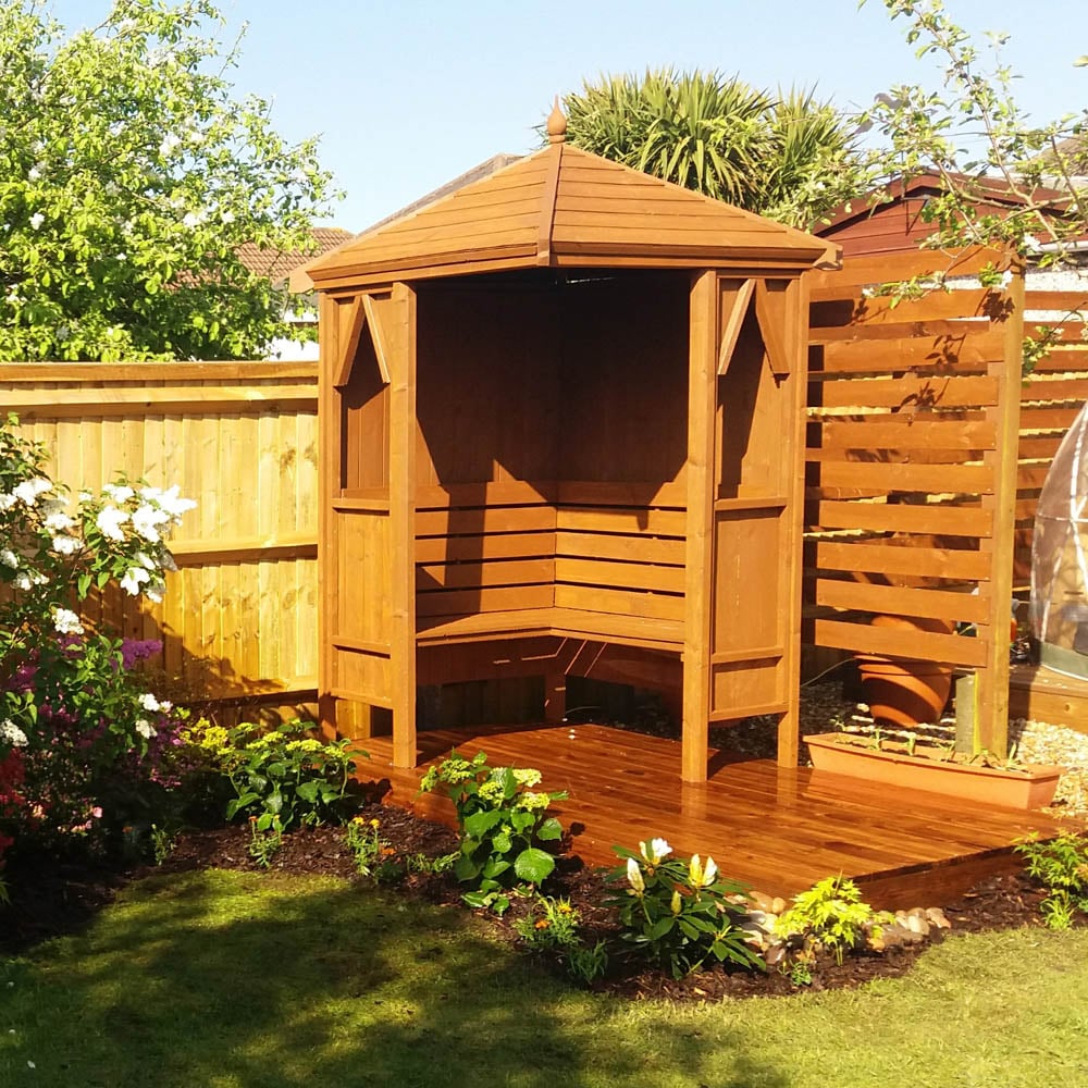 Shire Honeysuckle 4 x 4ft Pressure Treated Corner Arbour Image 3