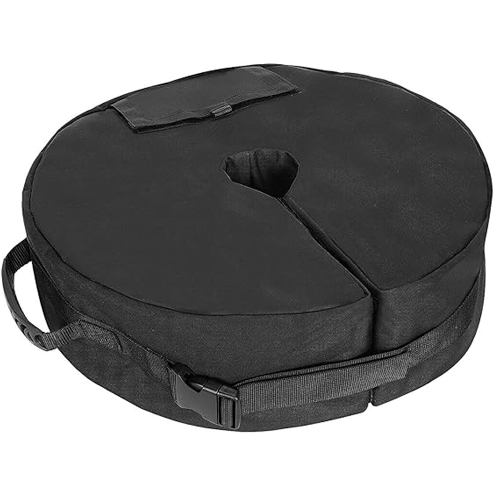 Samuel Alexander Black Round Garden Parasol Base Refillable Weight Bag 40kg Image 1