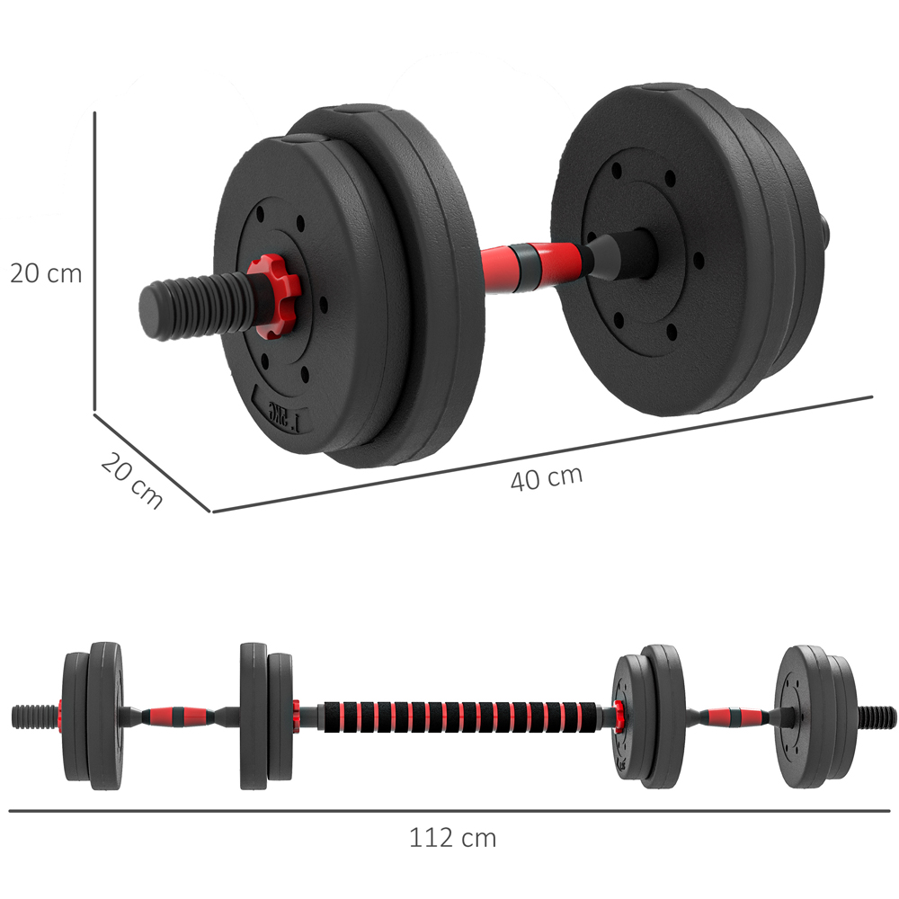 HOMCOM 2-in-1 Adjustable Barbell Dumbbells Weight Set 15kg Image 9