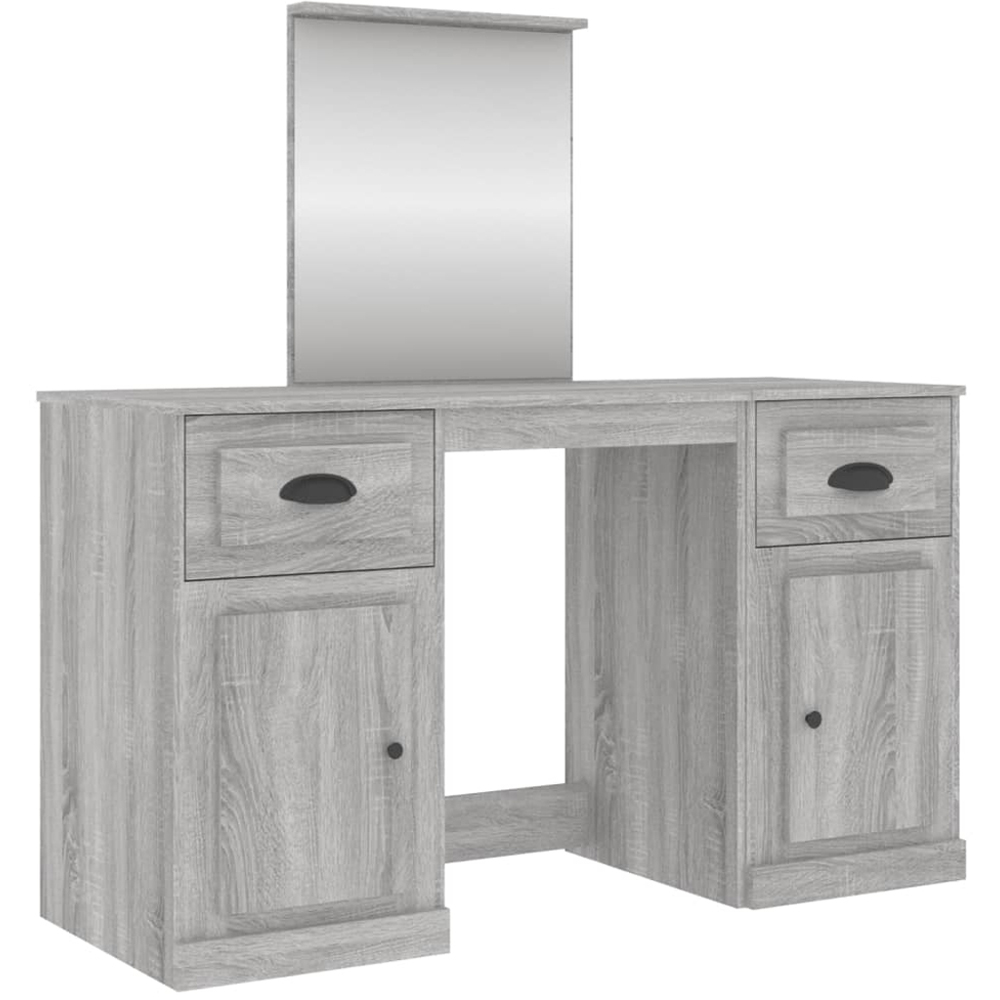 vidaXL 2 Door 2 Drawer Grey Sonoma Dressing Table with Mirror Image 2