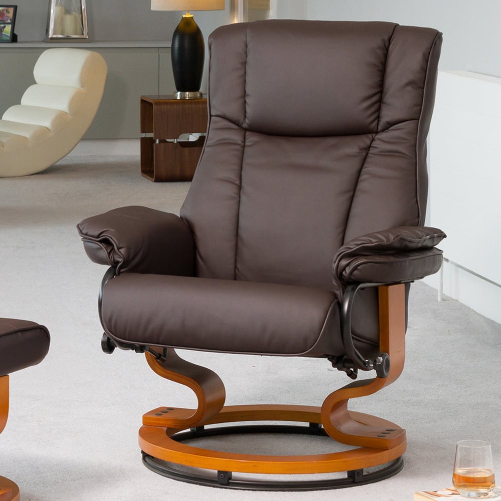 Artemis Home Calhoun Brown Swivel Recliner Chair with Footstool Image 2
