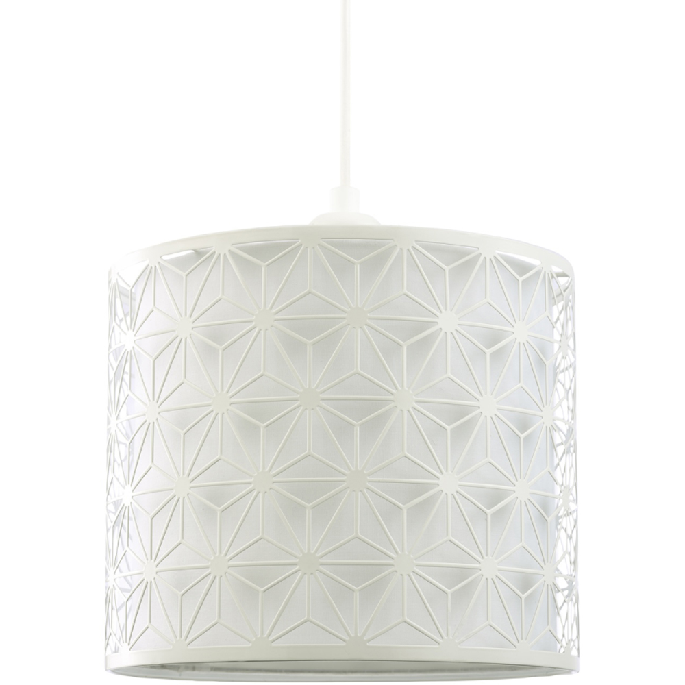 Happy Homewares Geometric Inner White Cotton Drum Diffuser Pendant Shade Image 1