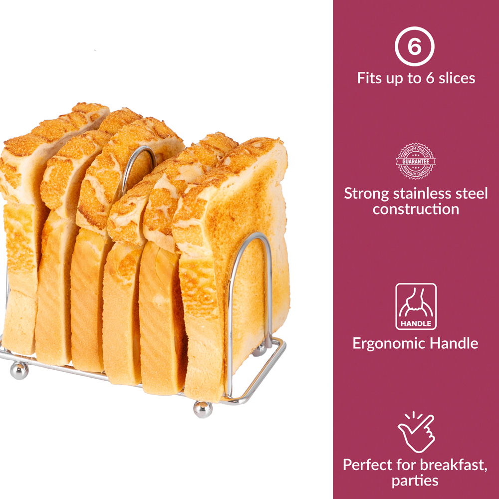 Innoteck Essentials Chrome Toast Rack with 6 Bread Slice Slot Image 5