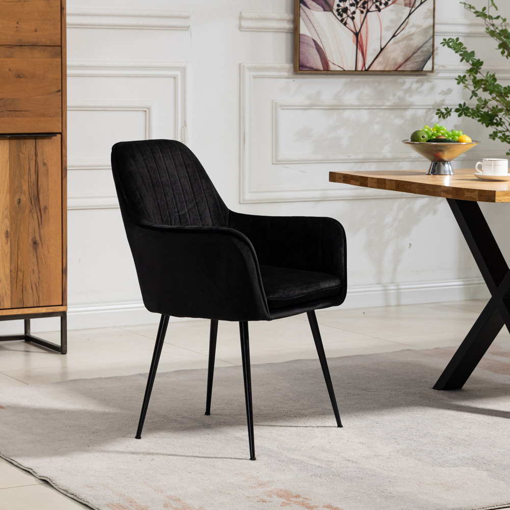 Artemis Home Carrara Set of 2 Black Velvet Dining Chair Image 3