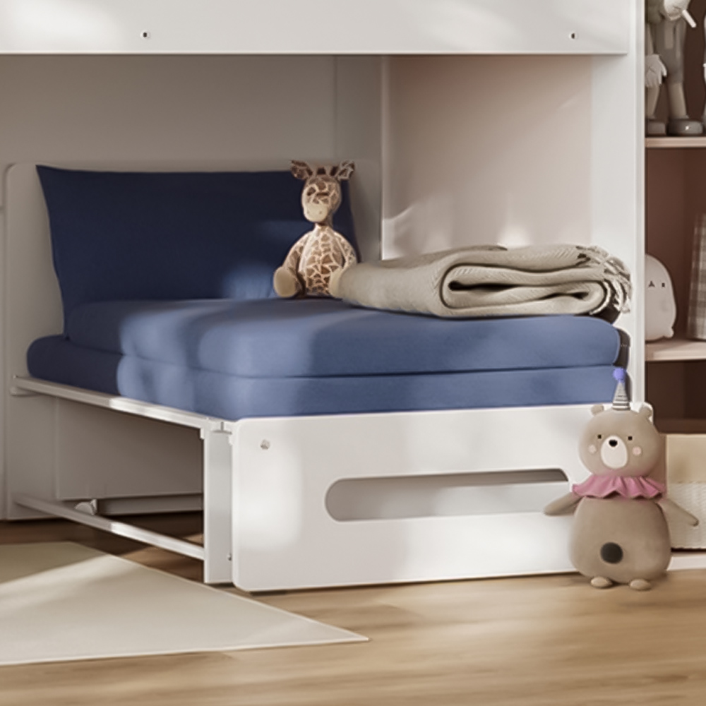 Flair Stepaside White Staircase High Sleeper with Navy Blue Futon Image 3