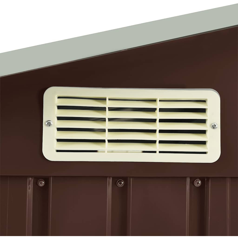 vidaXL 6.7 x 4.3ft Brown Galvanised Iron Apex Garden Shed with Log Rack Image 5