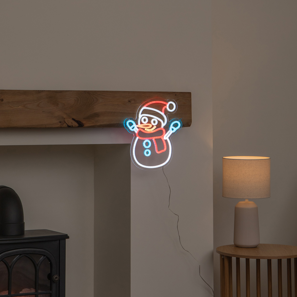 Samuel Alexander Multicolour LED Light-Up Neon Snowman Christmas Decoration 30cm Image 8