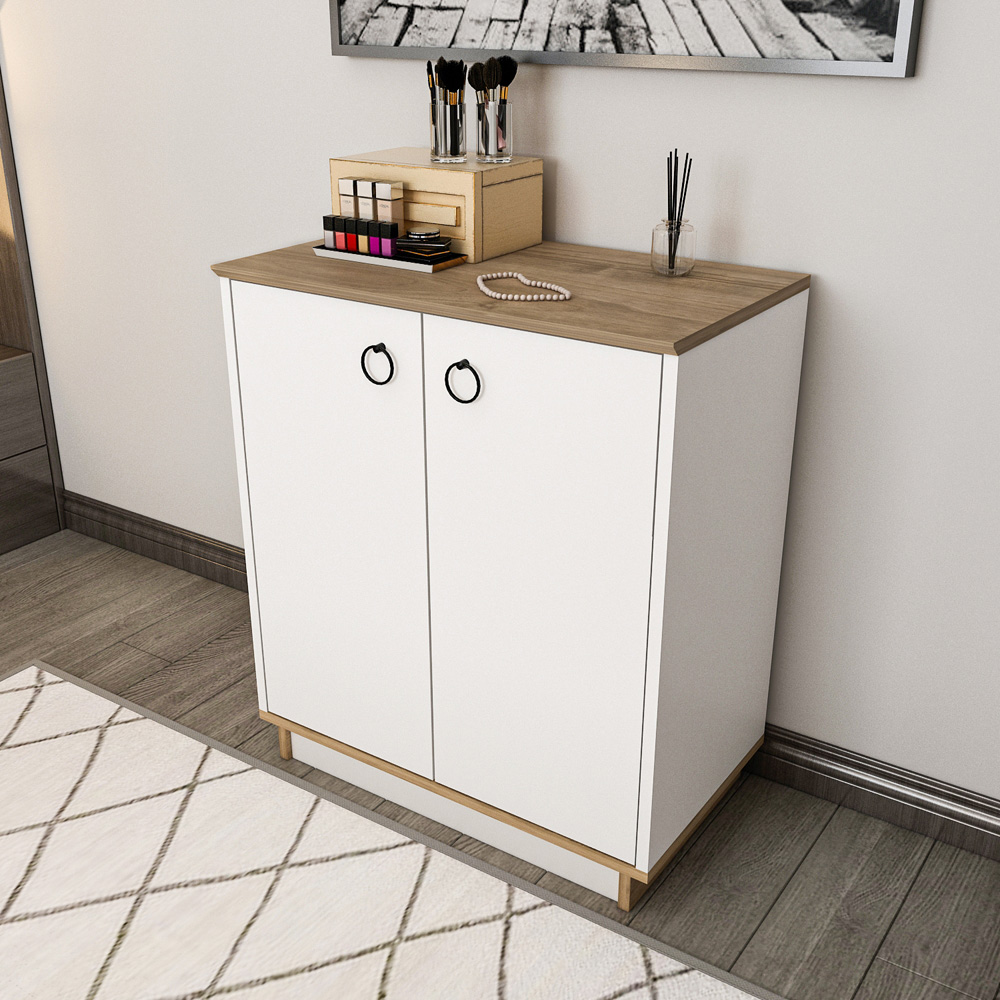 Decorotika Nuans 2 Door White and Walnut Multipurpose Cabinet Image 3