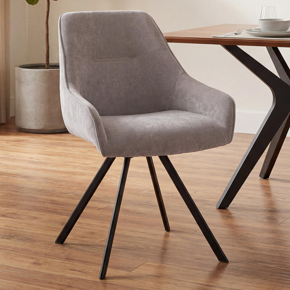 wilko Marlow Dark Oatmeal Swivel Dining Chair Image 1