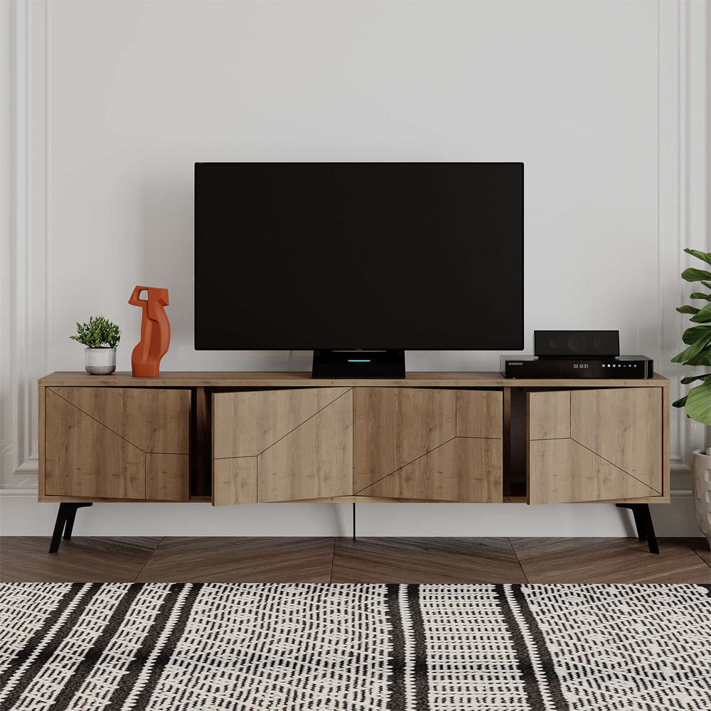 Decortie Dune Dark Oak Effect TV Stand with 4 Doors Image 4