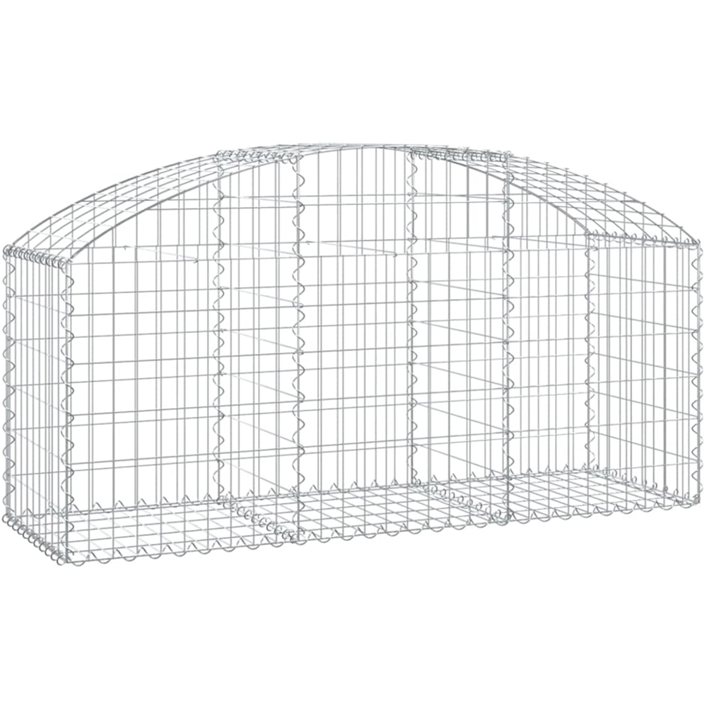vidaXL Silver Galvanised Iron Arched Gabion Basket 150 x 50 x 60/80cm Image 1