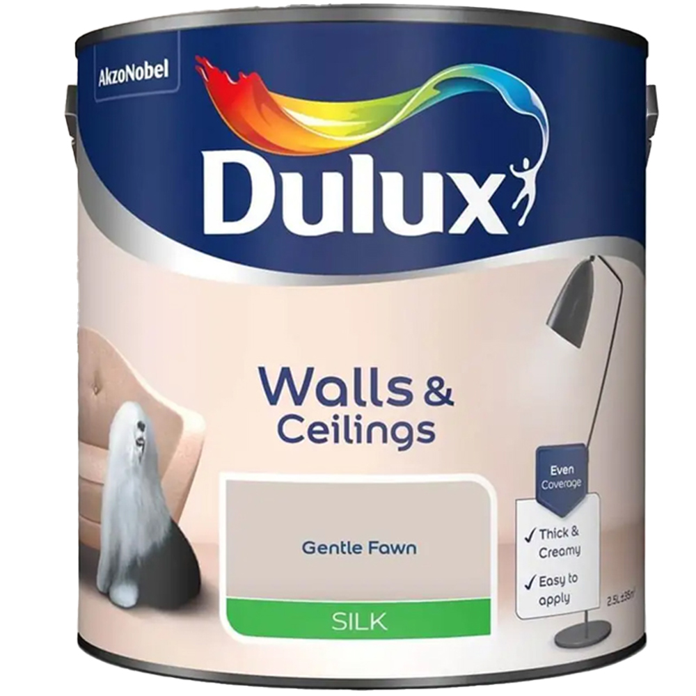 Dulux Walls & Ceilings Gentle Fawn Silk Emulsion Paint 2.5L Image 2