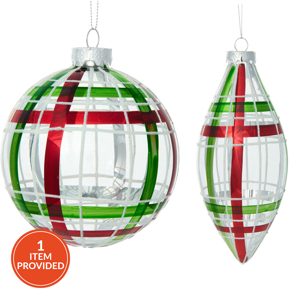Plaid Glass Bauble Image 1