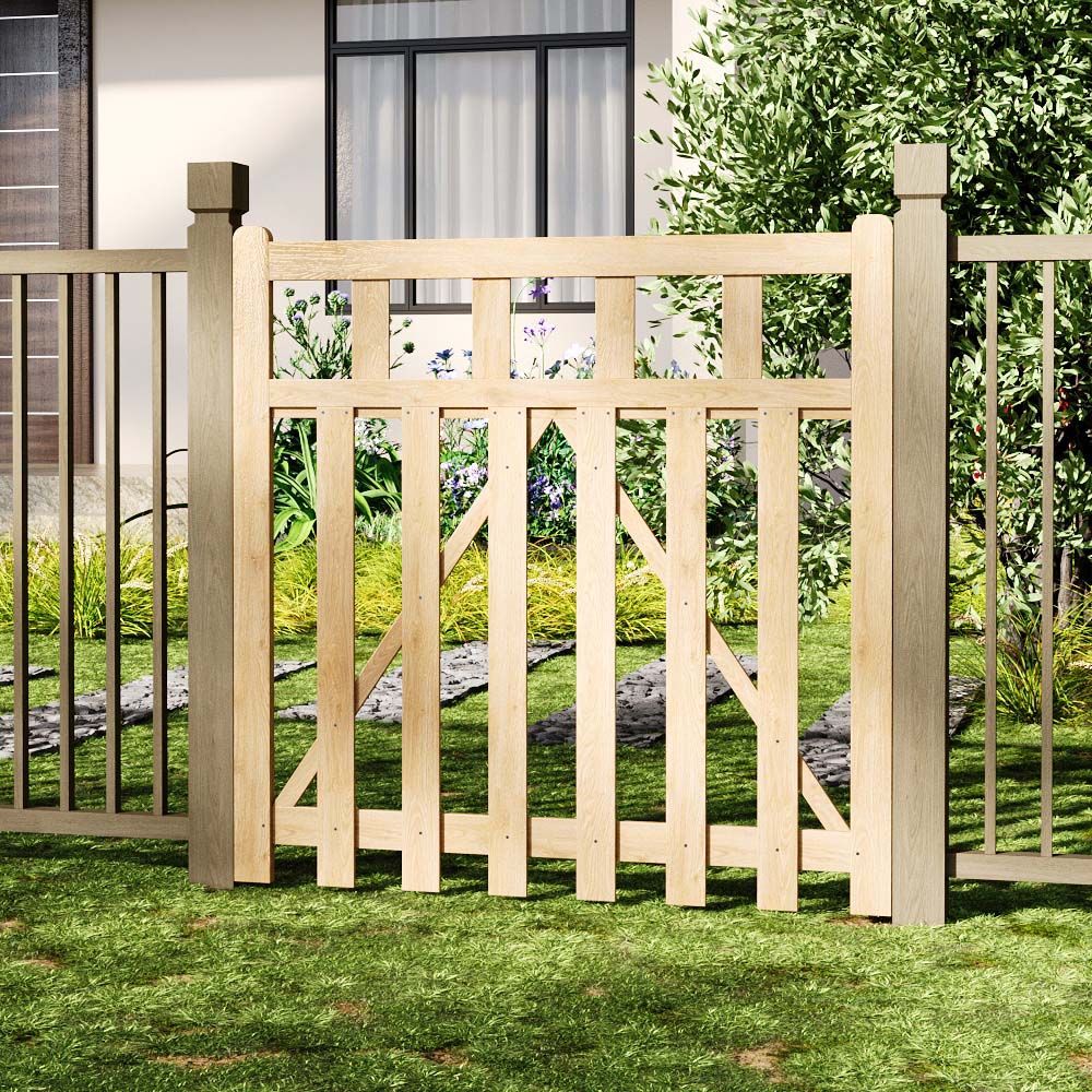 Outdoor Triangular Support Wooden Nature Garden Fence Door, 120 x 120 x 2.5cm Image 2