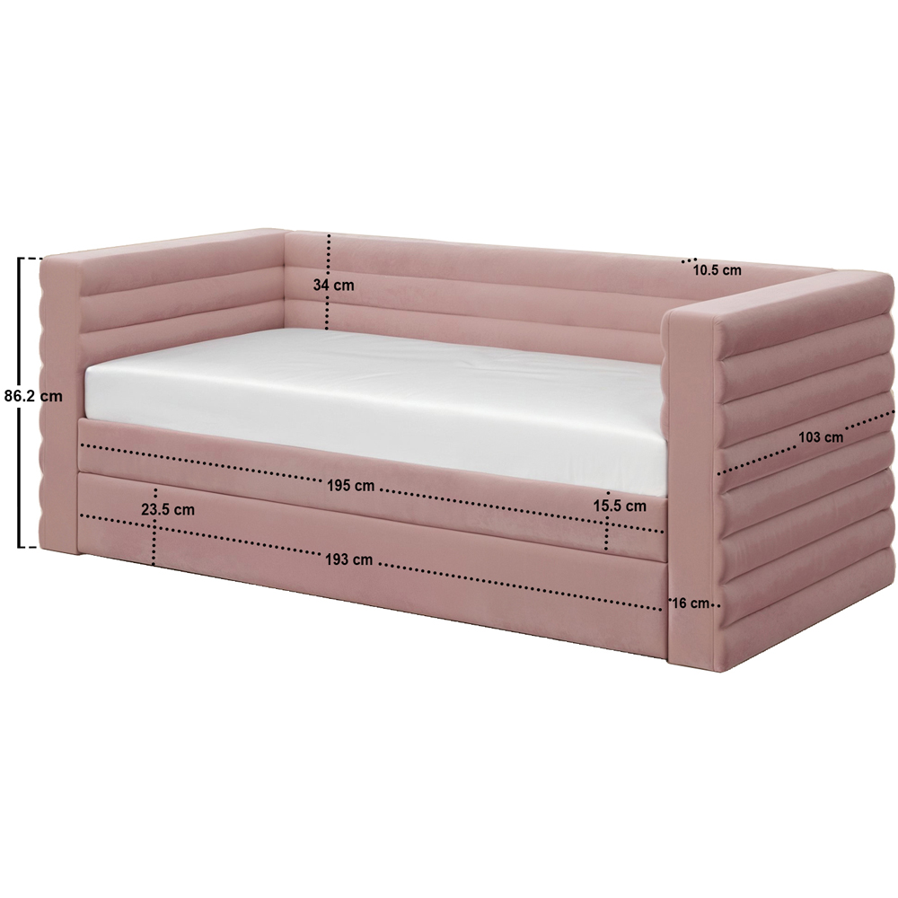 Flair Yuma Pink Velvet Guest Bed with Pull-Out Trundle Image 6