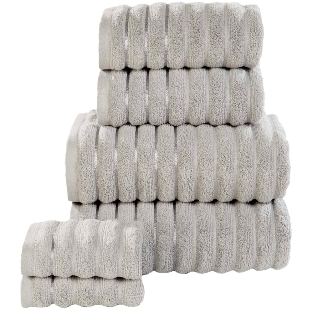 Rapport Home Silver Ribbed Cotton Hand Towel Image 1