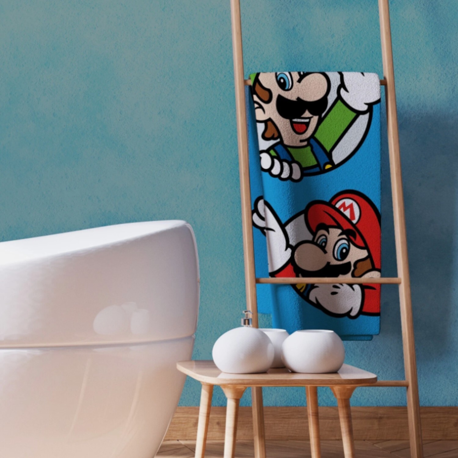 Nintendo Mario and Luigi Towel Blue Image 2