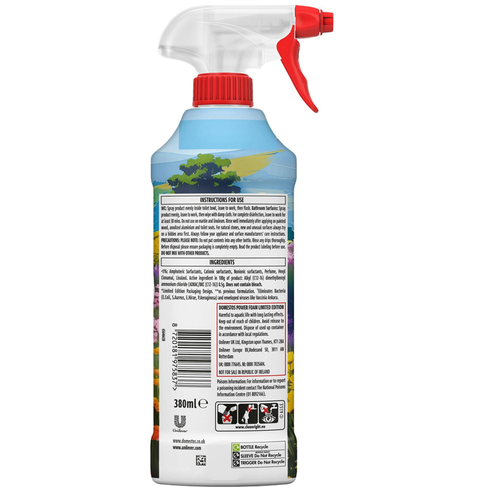 Domestos Toilet and Bathroom Power Foam Cotswolds Bloom 380ml Image 2