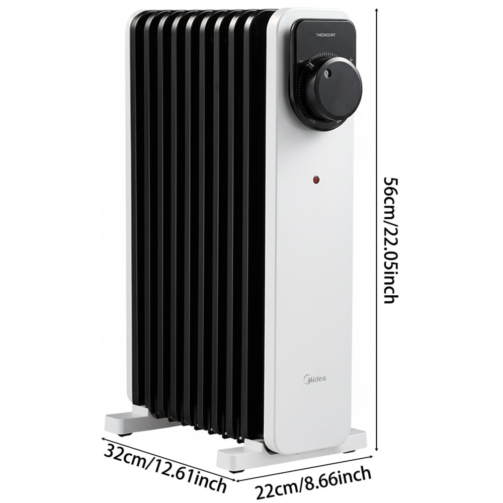 Midea Black and White Oil Radiator Heater 2200W Image 5