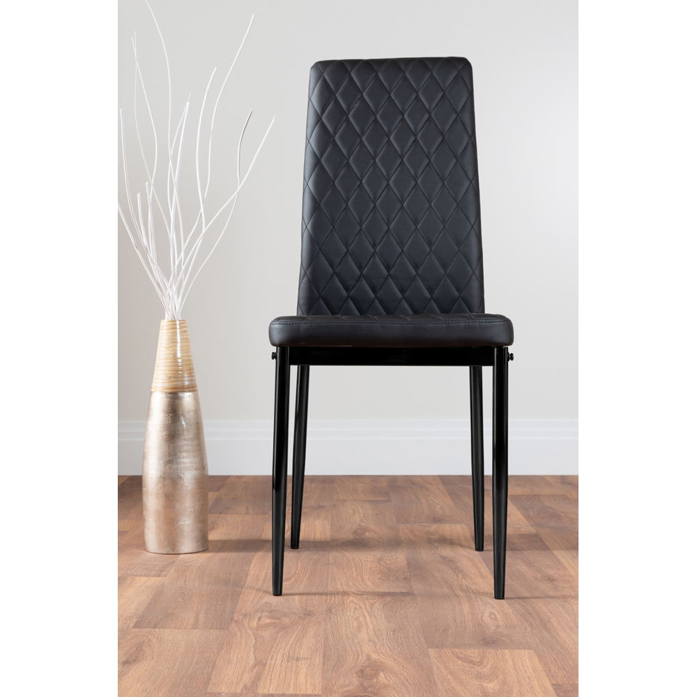 Furniturebox Valera Set of 6 Black Faux Leather Dining Chair Image 2