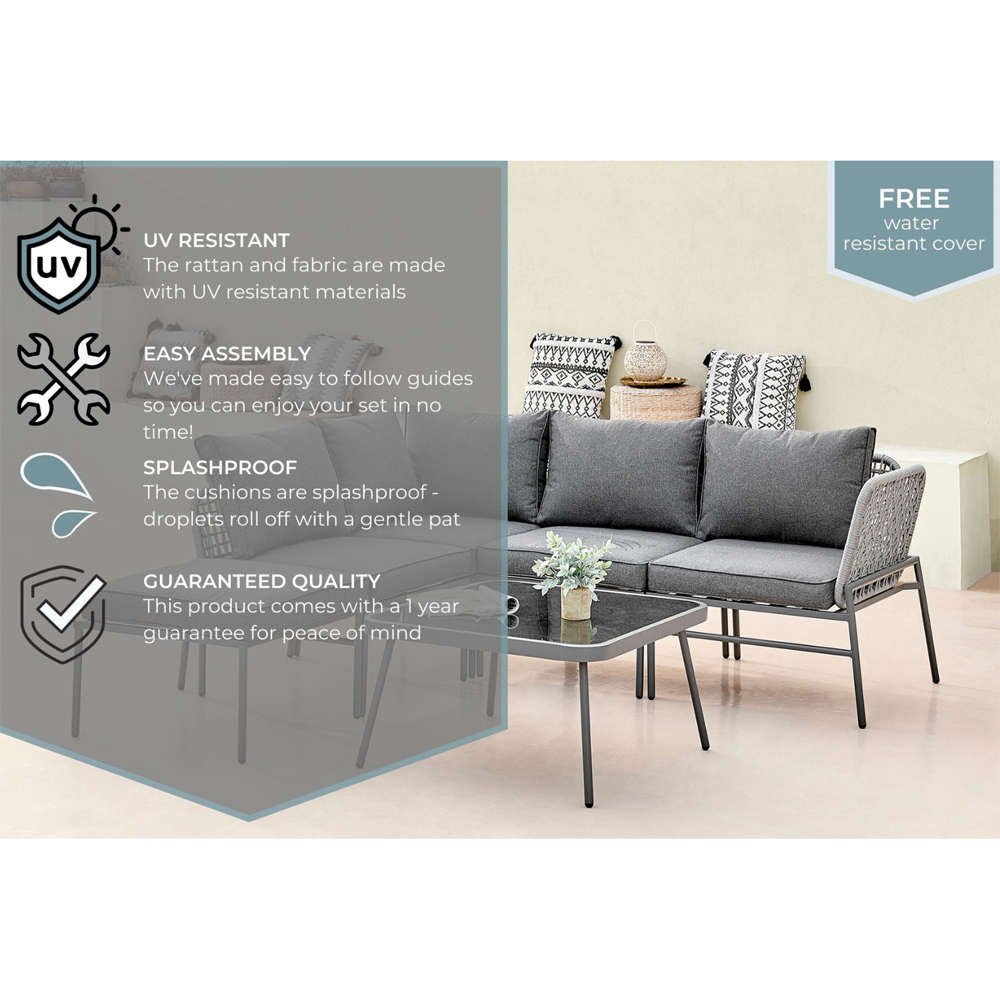 Furniturebox Asia 5 Seater Grey Outdoor Sofa Set Image 8