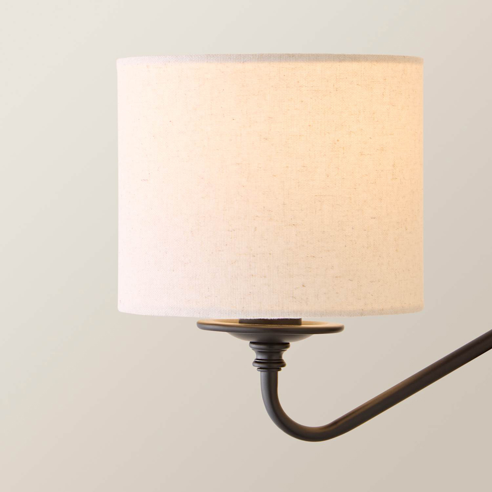 ValueLights Carmit 3 Arm Linen Shade Black Chandelier Ceiling Light with Bulb Image 4