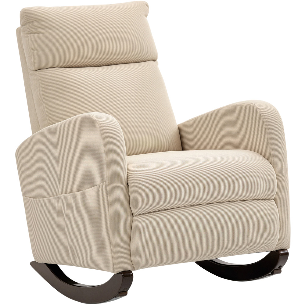 Portland Beige Corduroy High Back Leisure Rocking Chair Image 2