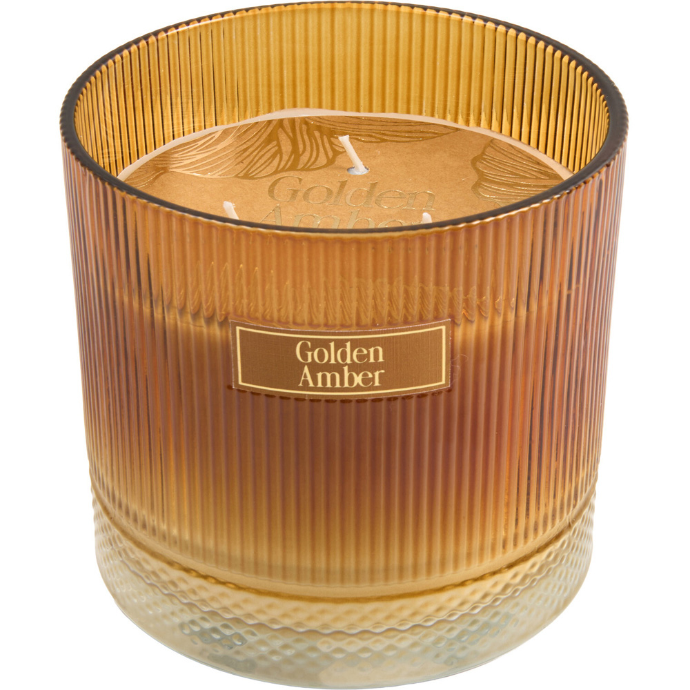 Golden Amber Large Ribbed Candle Image 4