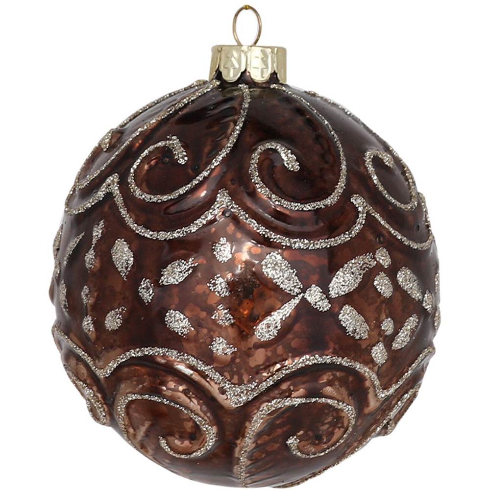 Single Decadent Bronze Copper or Chocolate Bauble in Assorted styles Image 2