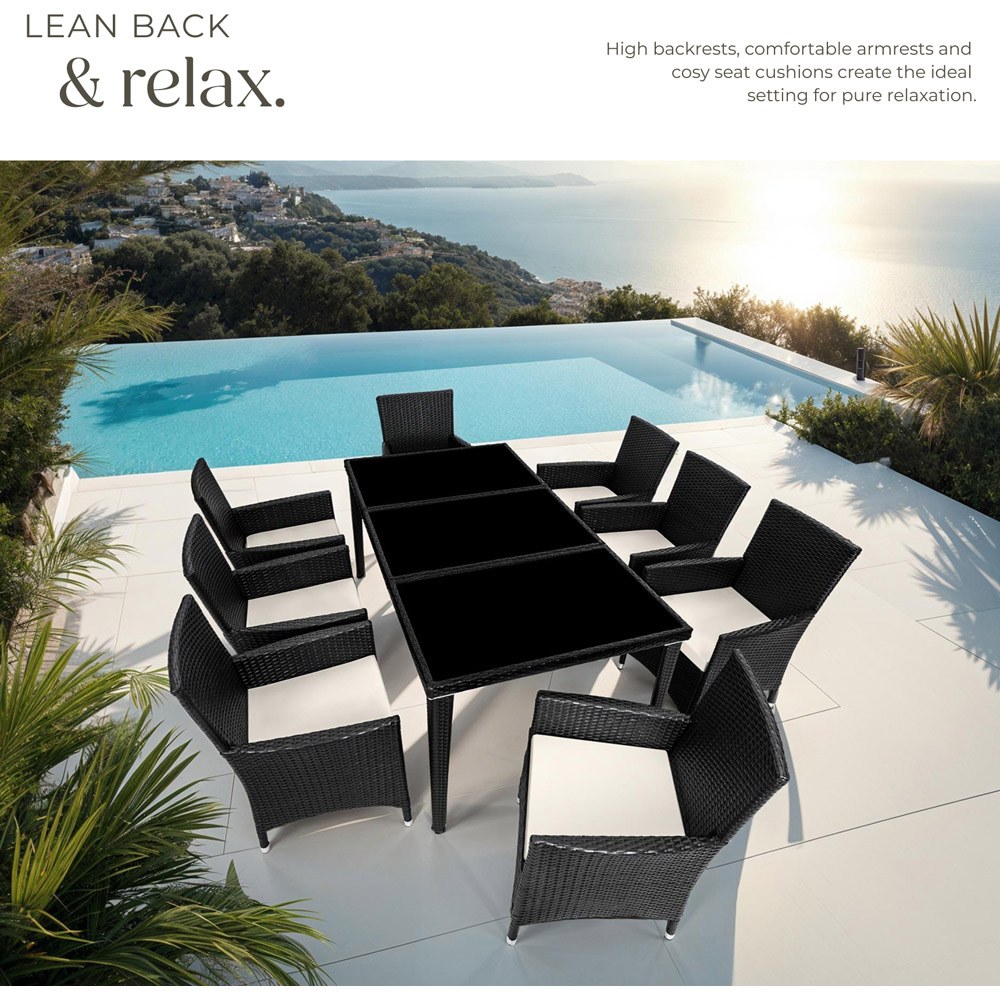 tectake Menorca 8 Seater Black Dining Table Set with Cover Image 4