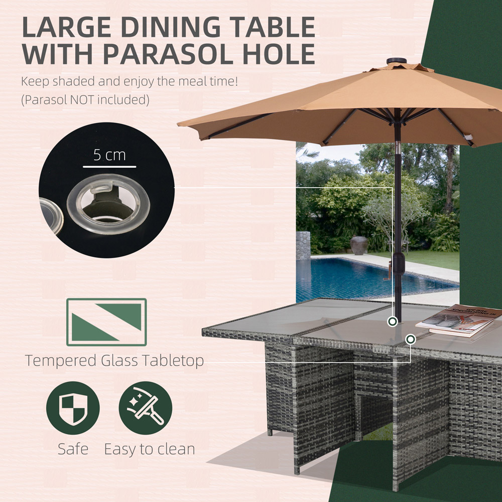 Outsunny Rattan 10 Seater Dining Set Grey Image 5