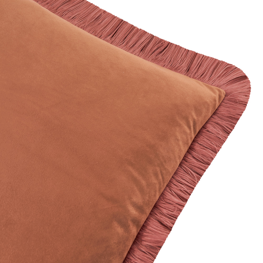 Furn Halo Fringed Chestnut and Slipper Velvet Cushion 50 x 50cm Image 2