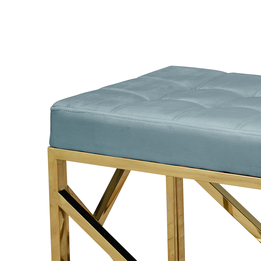 Renata 2 Seater Green and Gold Dining Bench Image 3