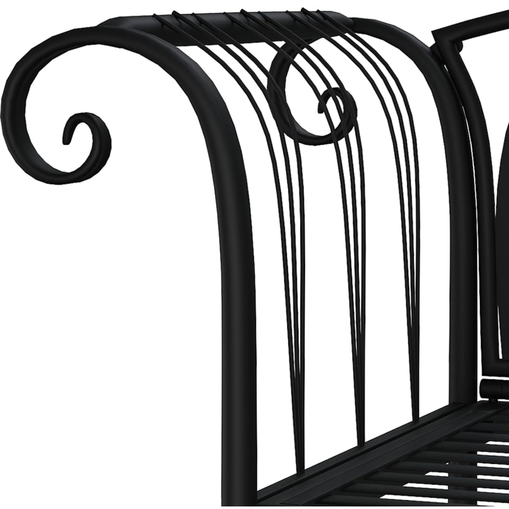 vidaXL 2 Seater Black Metal Garden Bench with Armrest Image 5
