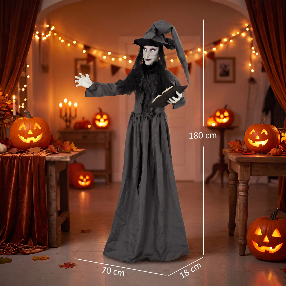 HOMCOM Light Up Life-Size Animated Witch Halloween Decoration 6ft Image 9