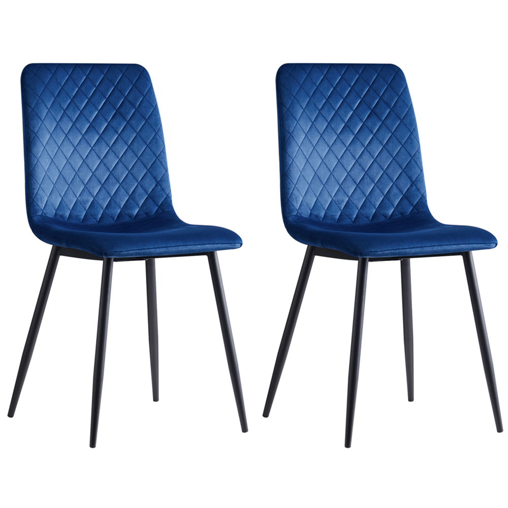 Lexi Set of 4 Blue Velvet Fabric Dining Chairs Image 4